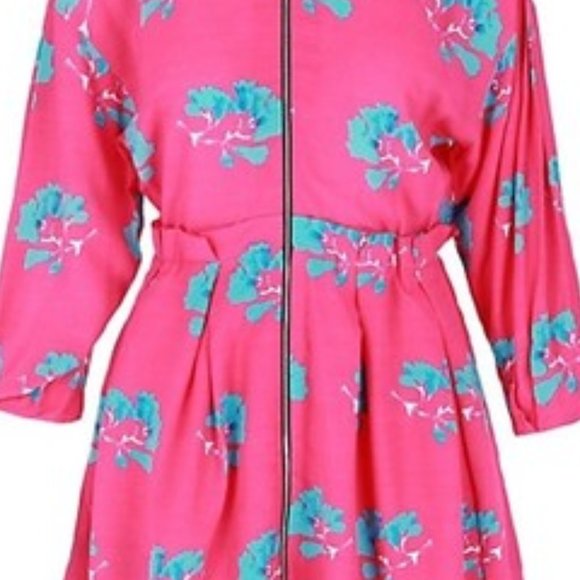 ** SOLD*** MAJE Pleated Floral-Print Crepe De Chine Mini Dress - Picture 2 of 6